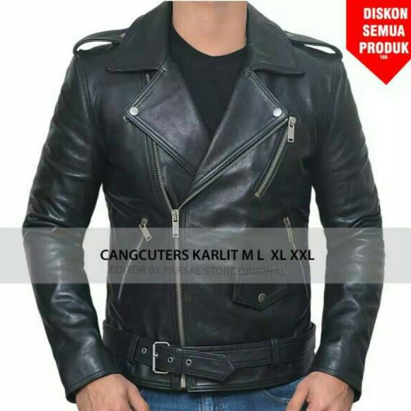 PREMIUM Jaket Kulit Pria Elegant Brownie Balck ARL 033 Ariel Noah 90