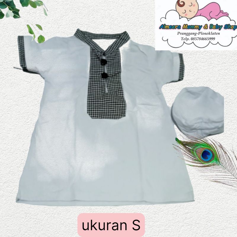 Jubah Bayi Murah/ Jubah Bayi + kopyah usia 0-12 bulan bahan halus adem