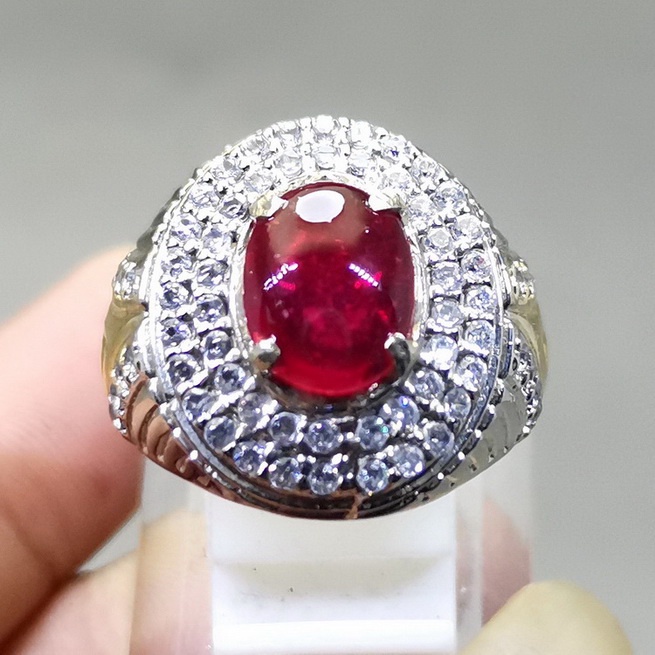 Cincin Batu merah Delima Natural Ruby Asli
