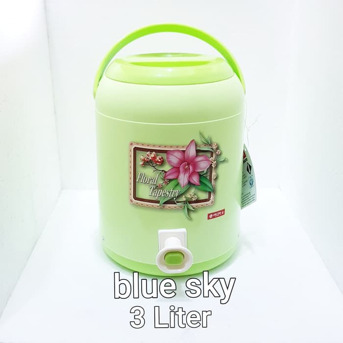 Termos Tempat Air Panas 3 Liter BPA FREE Blue Sky Drink Jar D-17 Jumbo Cooler Murah