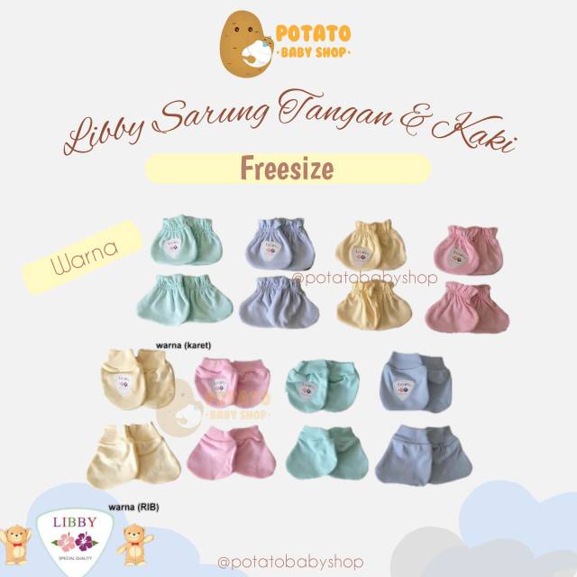 Libby Baby - Sarung Tangan &amp; Kaki / Mitten PUTIH &amp; WARNA