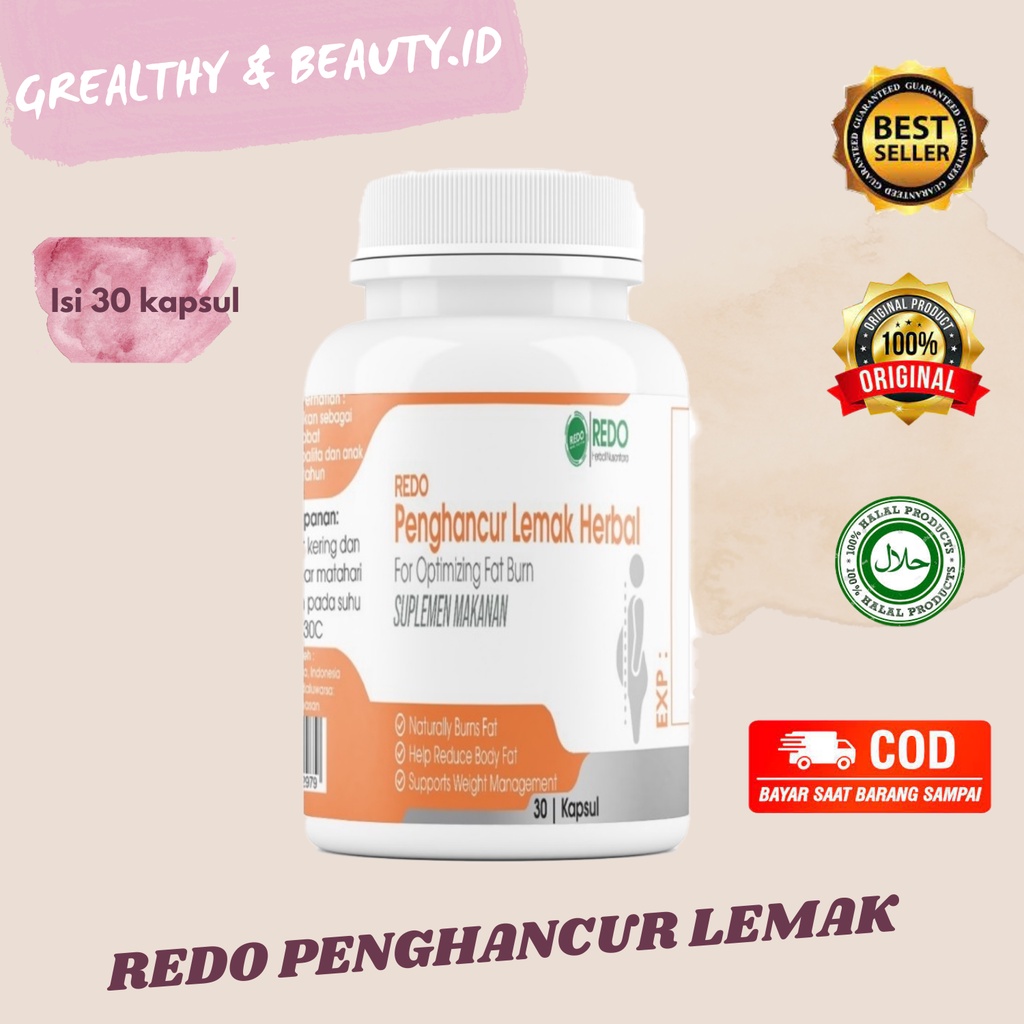 [COD] REDO PENGHANCUR LEMAK - PELANGSING BADAN & PERUT / cepat ampuh / herbal bpom halal  / penurun 