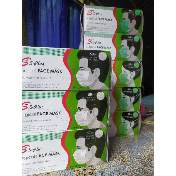 Masker medis S-Plus headloop earloop