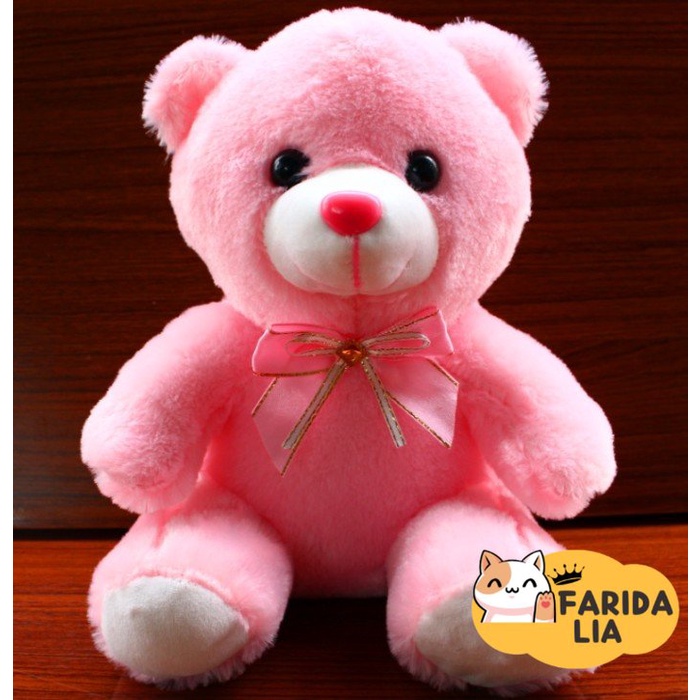 BONEKA BERUANG LAMPU LED SUARA I LOVE U / HAPPY BIRTHDAY - LED PINK