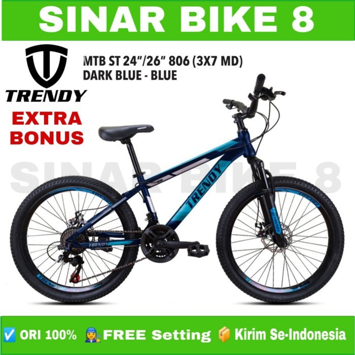 Sepeda Gunung Ukuran 24 &amp; 26 Inch MTB TRENDY 806 Discbrake 21 Speed