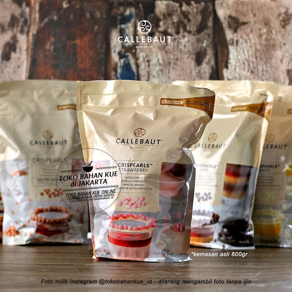 Dekorasi cake Stroberi Callebaut Crispearls Strawberry