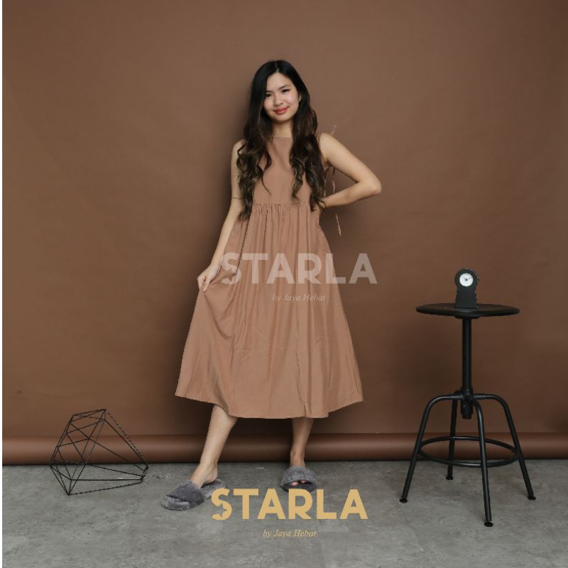 TANKTOP DRESS / DRESS WANITA CASUAL / LONG SILK TANKTOP DRESS / BAJU TIDUR WANITA LONG DRESS PLAIN RUFFLE DRESS WANITA CASUAL SLEEVELESS EVA STARLA