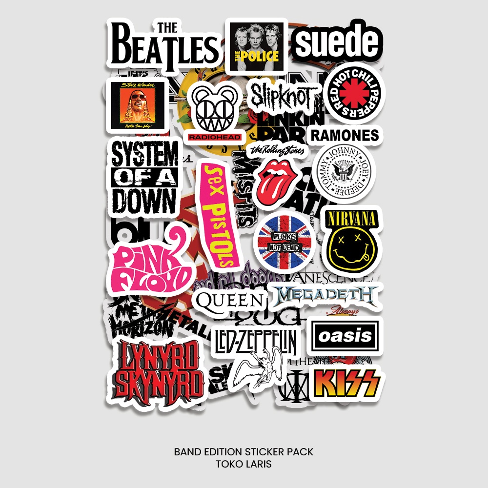 Sticker Pack 20 PCS Tema Band Untuk Laptop, Tumblr, Helm, Case | Sticker Laptop, Sticker Tumblr