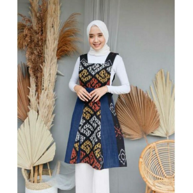 atasan tenun motif toraja biru original