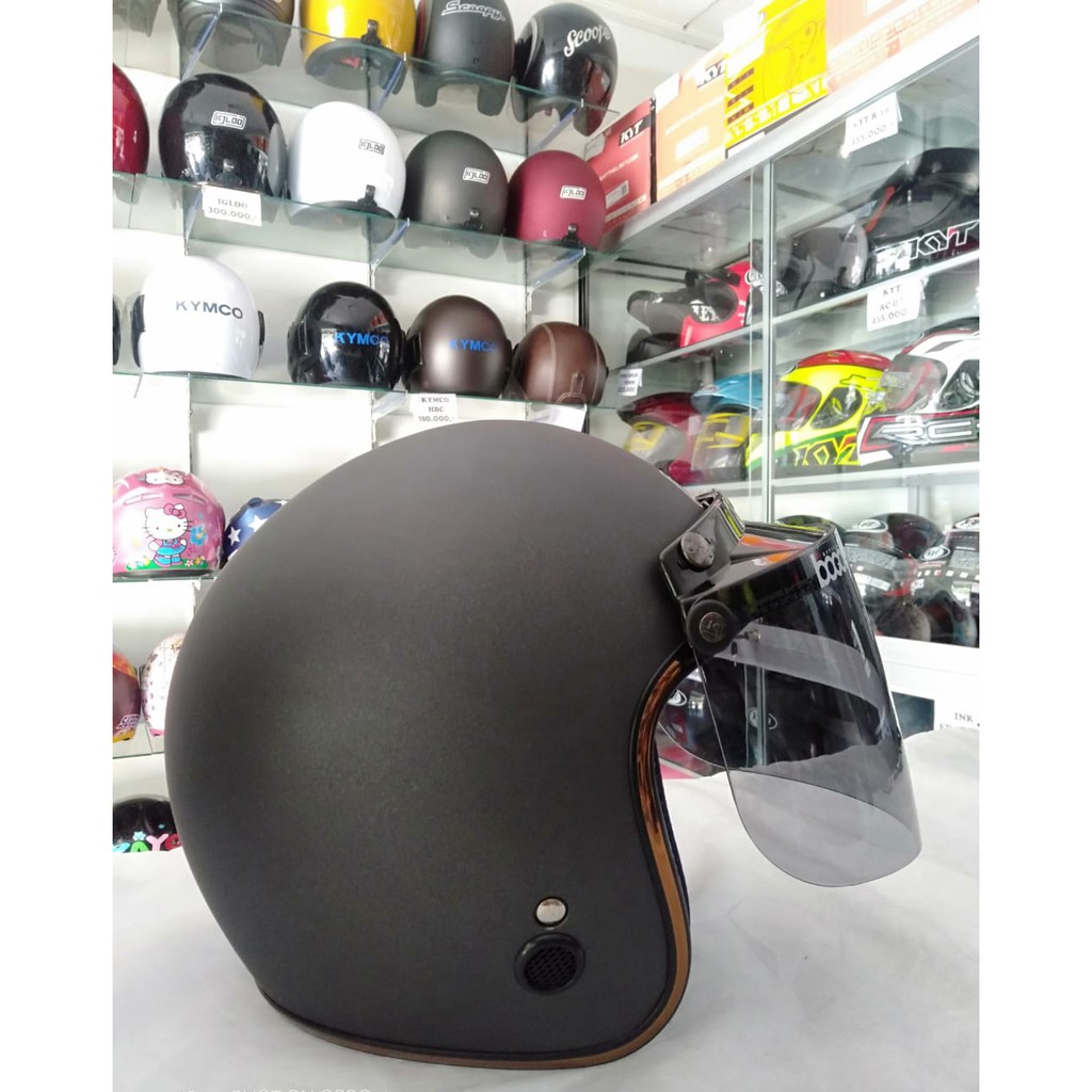Helm Igloo List Gold Kaca Bogo Datar Original Warna Abu Doff Bisa COD Murah Packing Kardus Bubble