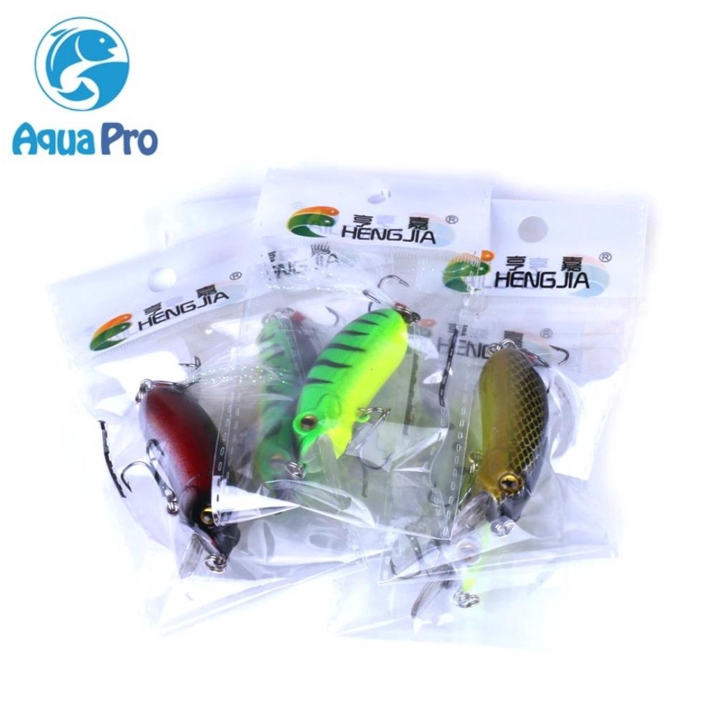 Aquapro CB027 Umpan Pancing Luya Engkol 6Cm 10G Batu Tenggelam dengan Kait Bulu Umpan Keras Umpan Pancing Minnow Crank Simulasi Alat Putar Imitasi