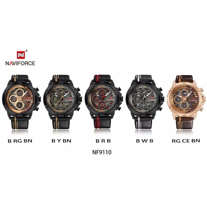 Naviforce 9110 Jam Tangan Kulit Chorono Original