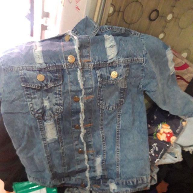 Dndcoll- Jaket Jins Oversize Denim Jacket Wash Ripped Style/photo Asli/ripped Jeans Jacket