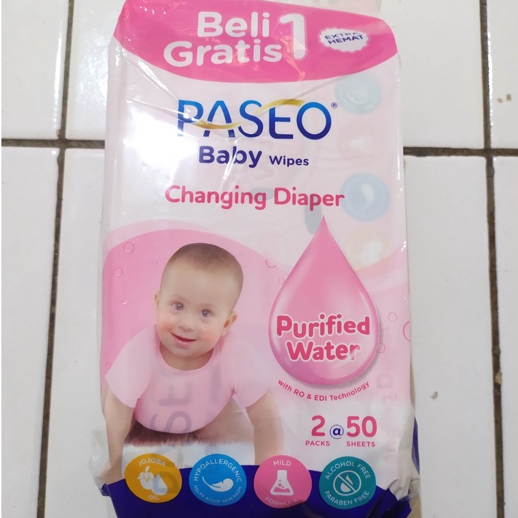 Paseo Baby Wipes Tisue Basah 50's ( buy 1 get1)