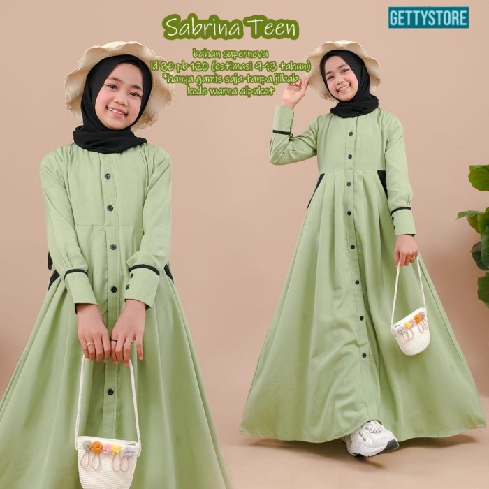 Gamis Anak Remaja Sabrina Teen Gamis Katun Bahan Adem