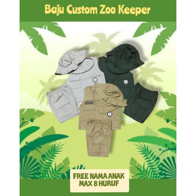 BAJU SAFARI ANAK / GRATIS NAMA ANAK / SAFARI SET ZOO /BAJU CUSTOM ANAK /BAJU SAFARI /BAJU ZOOKEEPER /BAJU ANAK /BAJU BAYI