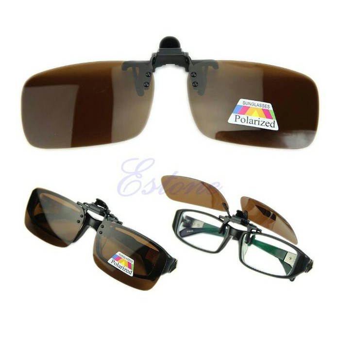 Clip On And Flip Up Polarized Sunglass Untuk Kacamata Minus/Plus