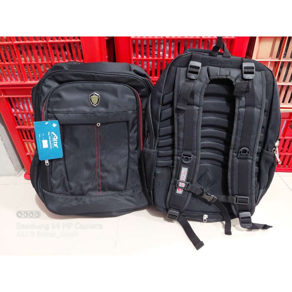Tas Ransel Alto Original Hitam Polos /Tas Ransel Sekolah Anak SD SMP SMA