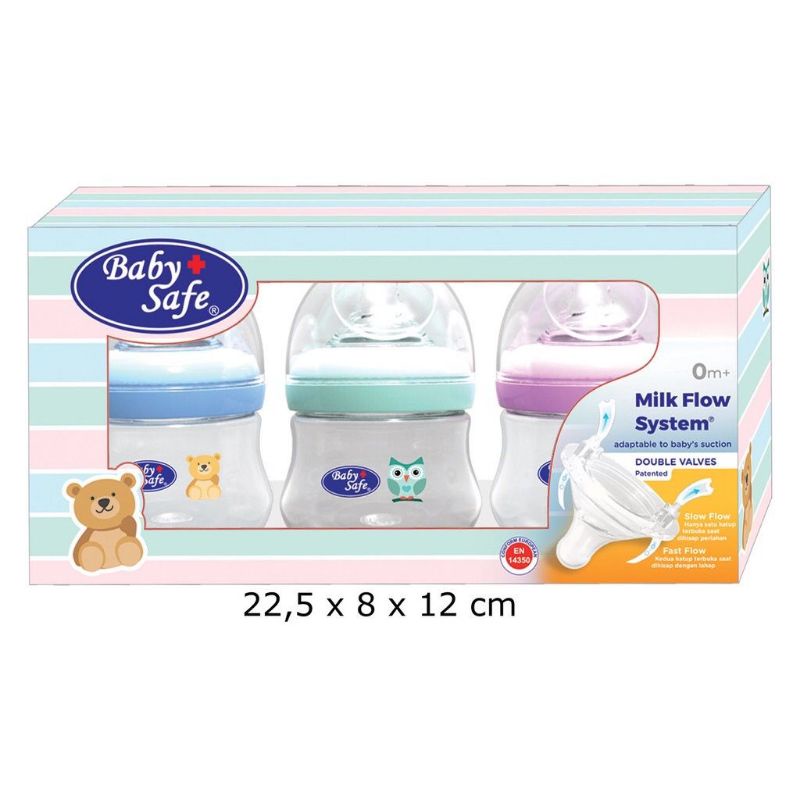 Baby Safe Wide Neck Bottle 0m+ 125ml Baby Safe Botol Susu Bayi WNS01 WN07 WN08