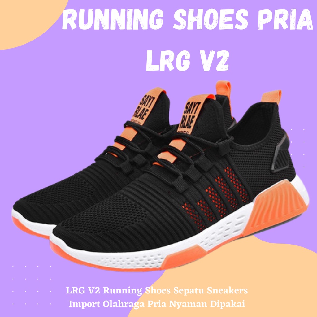 TERBARU!!! Sepatu Sport Running Shoes Pria Hitam Oren SGF V2