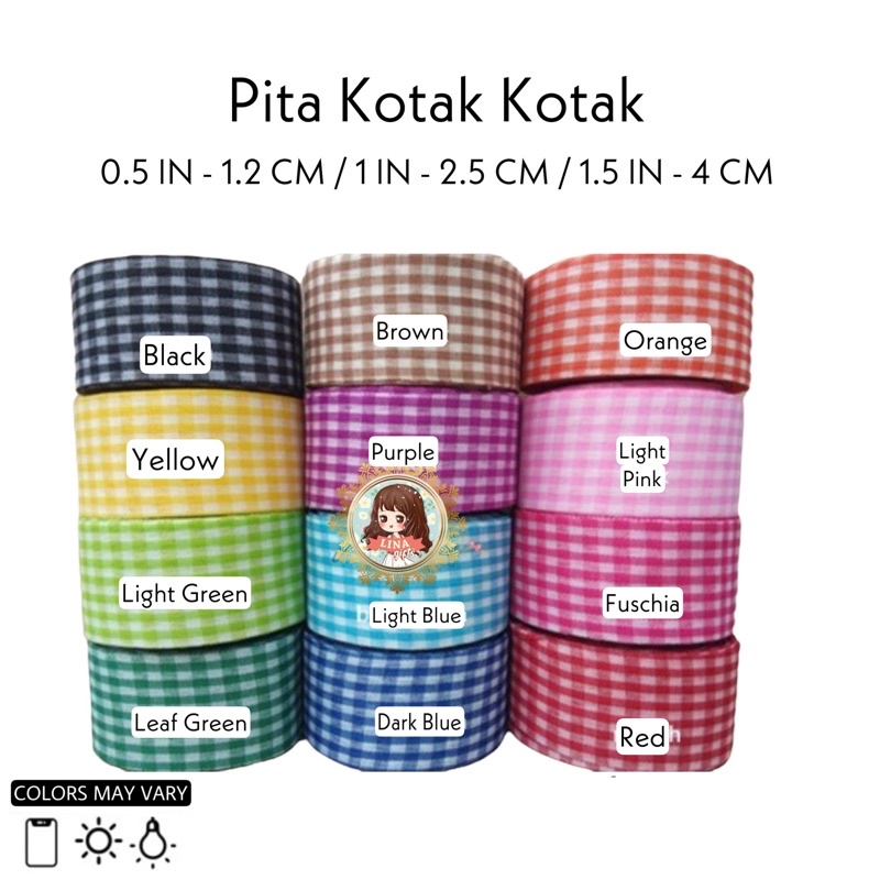 ( 3 Meter ) PLAID RIBBON - PITA KAIN KOTAK KOTAK 0.5 / 1 IN / 1.5 1.25 CM / 2.5 CM / 4 CM