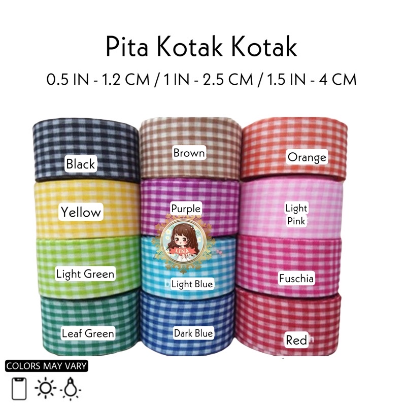 ( 3 Meter ) PLAID RIBBON - PITA KAIN KOTAK KOTAK 0.5 / 1 IN / 1.5 INCH MERAH KUNING HIJAU BIRU UNGU 1.25 CM / 2.5 CM / 4 CM DEKOR HIASAN KADO HAMPERS PARCEL HADIAH DEKORASI DEKOR KADO