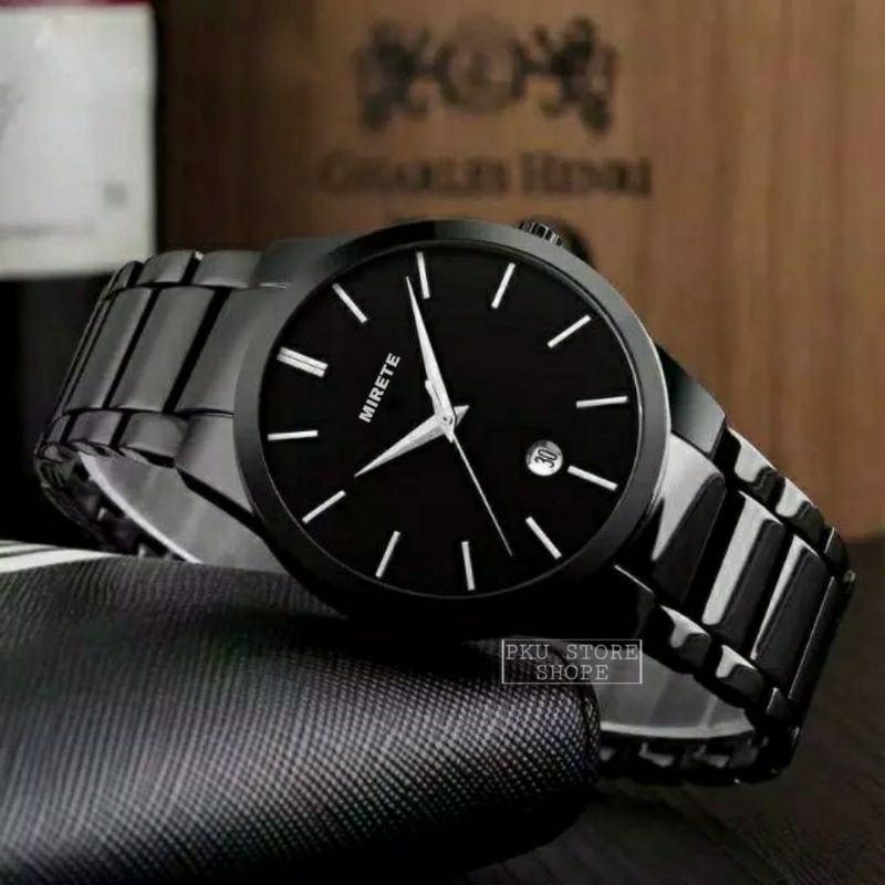 Jam Tangan Kasual Pria Analog Rantai Stainlees Steel Mirete Original Anti Air_ JAM Tangan Pria KUARSA Terbaru Sporty Olahraga Militer_Murah / Original / Berkualitas / COD /PRIA / FASHION / Formal