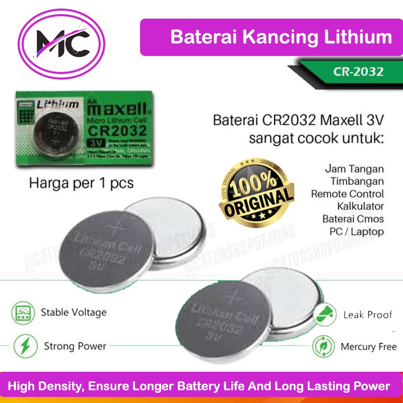 Baterai Jam Tangan Original CR 2032 Batre Remote Remot Battery CMOS Laptop Kancing Lithium Kalkulator Mainan Alat Digital