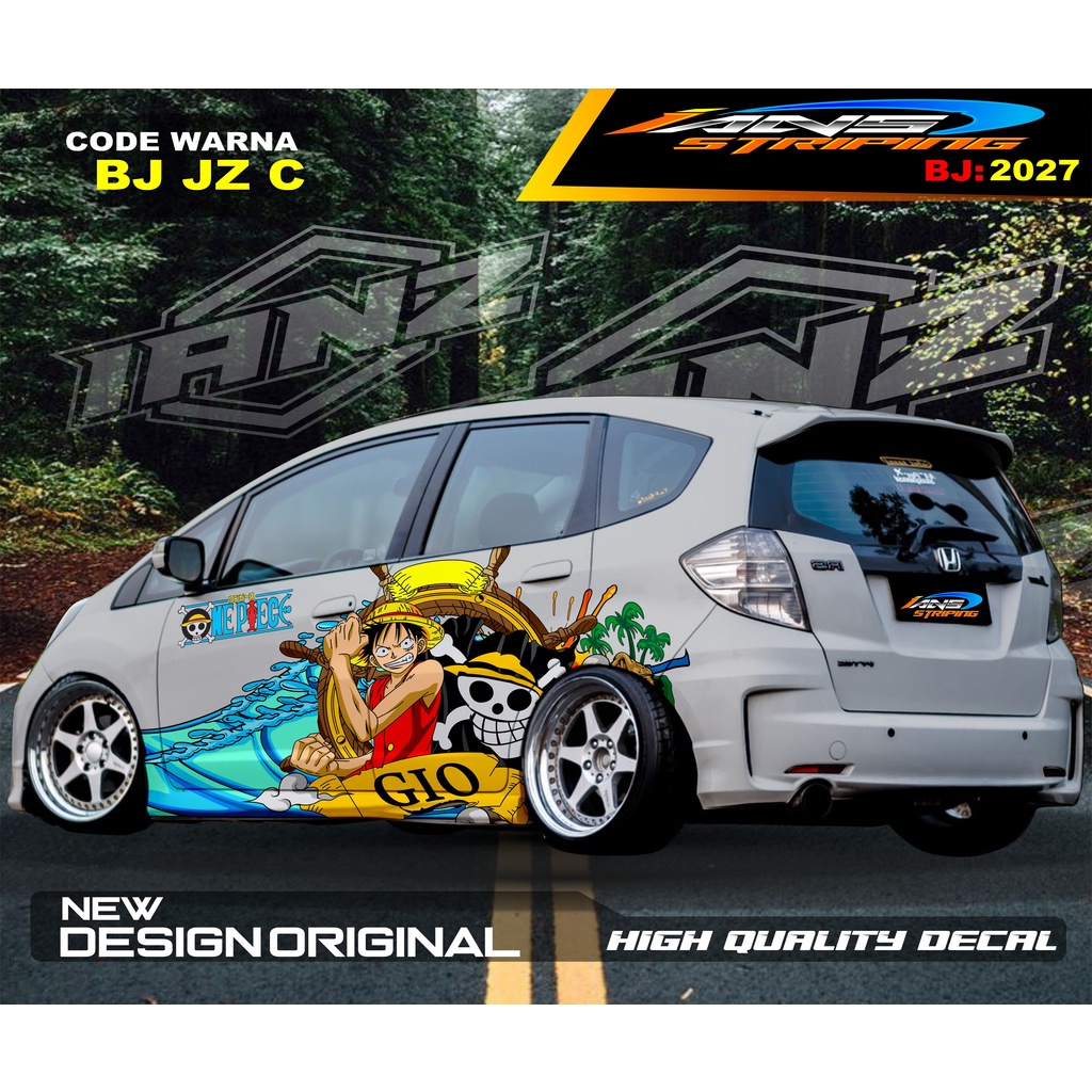 VARIASI STIKER ONE PIECE MOBIL HONDA JAZZ BRIO AGYA AYLA / VARIASI STICKER BODY SAMPING MOBIL BRIO MOBIL JAZZ / STIKER MOBIL