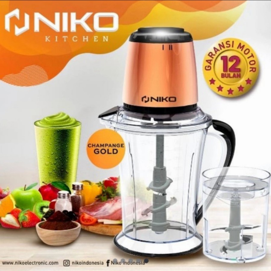 Food Chopper Niko 3in1 Pro Gold 2,5 Ltr Penggiling Daging Niko 3in1