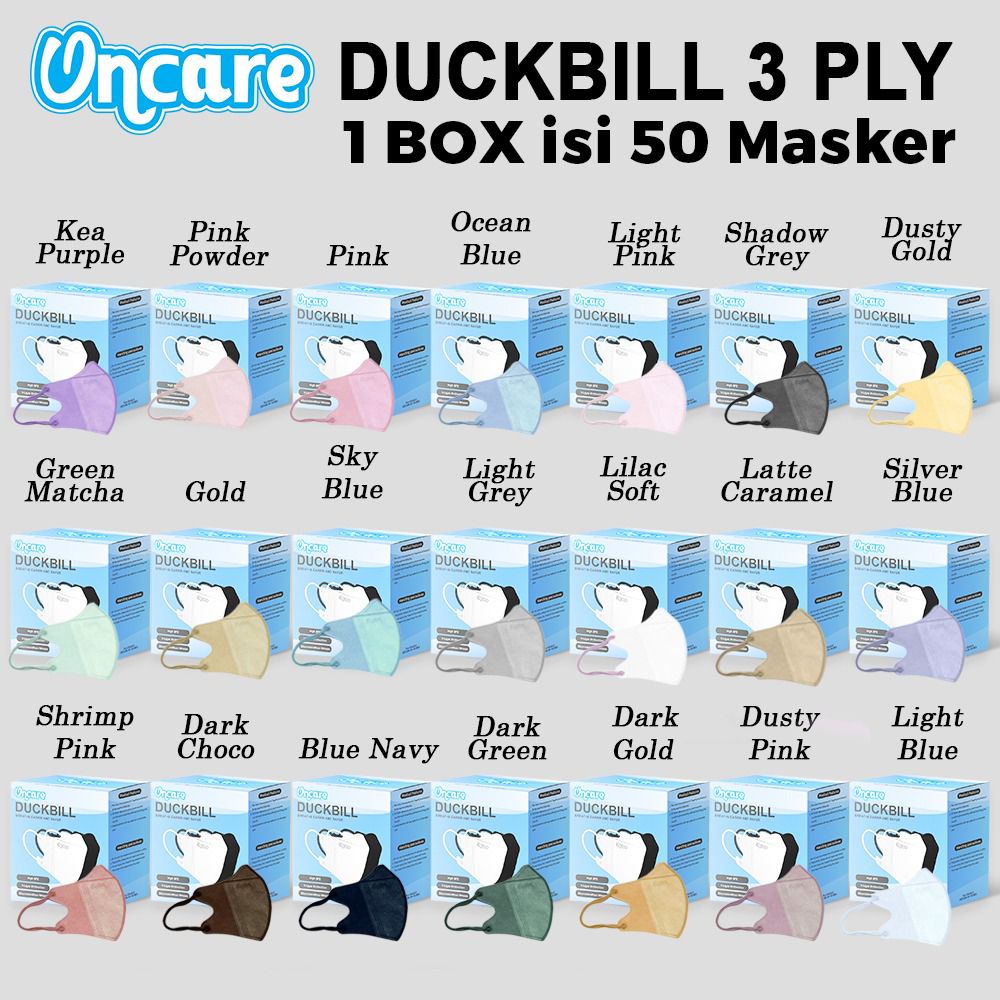 MASKER DUCKBILL ONCARE PREMIUM 3PLY EMBOS GARIS PUTIH &amp; HITAM ABU GREY WARNA | GRADASI - FACE MASK