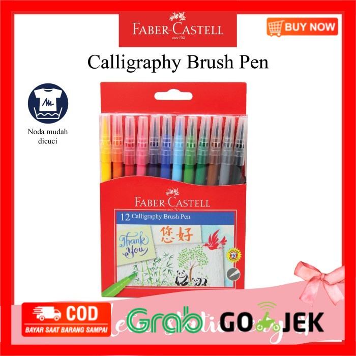 

(BISA COD) Calligraphy Brush Pen Faber Castell 12 warna