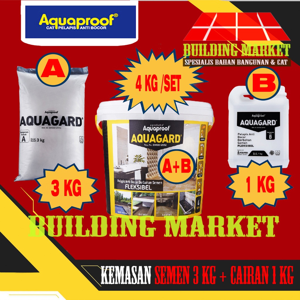 SEMEN WATERPROOFING AQUAGARD SEMEN PELAPIS ANTI BOCOR KEDAP AIR 4 KG