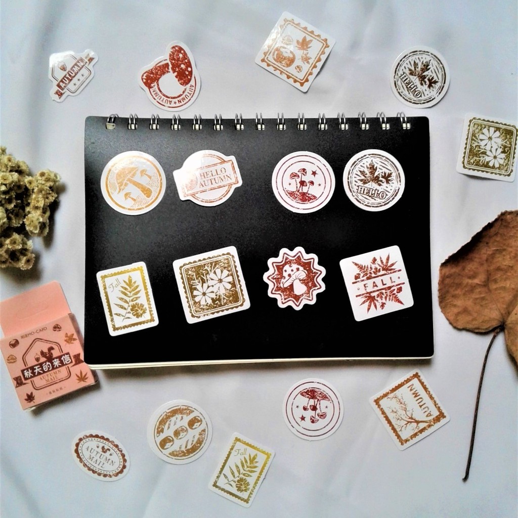

45 Pcs Sticker Aesthetic/Sticker Box Autumn Season Dekorasi Scrapbook DIY