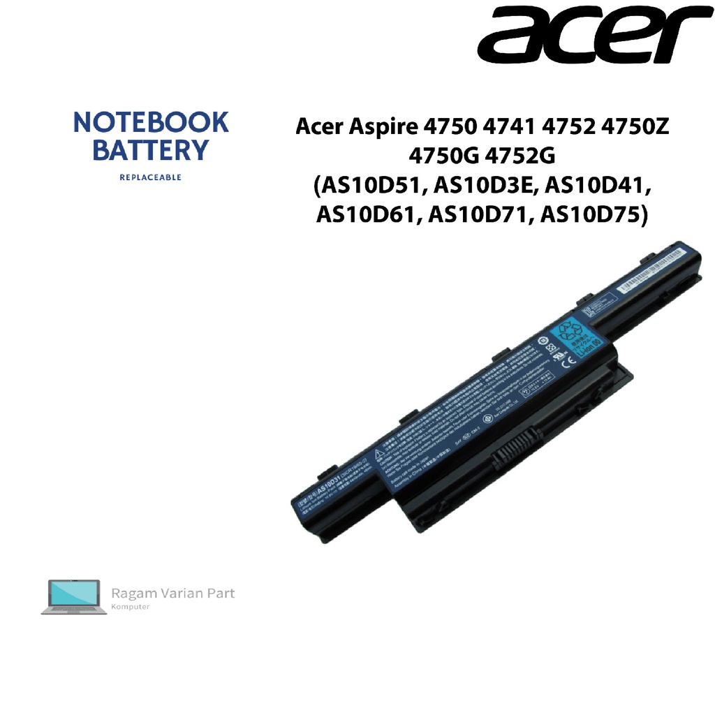 Baterai Laptop Acer Aspire 4750 4741 4752 4750Z 4750G 4752G Original