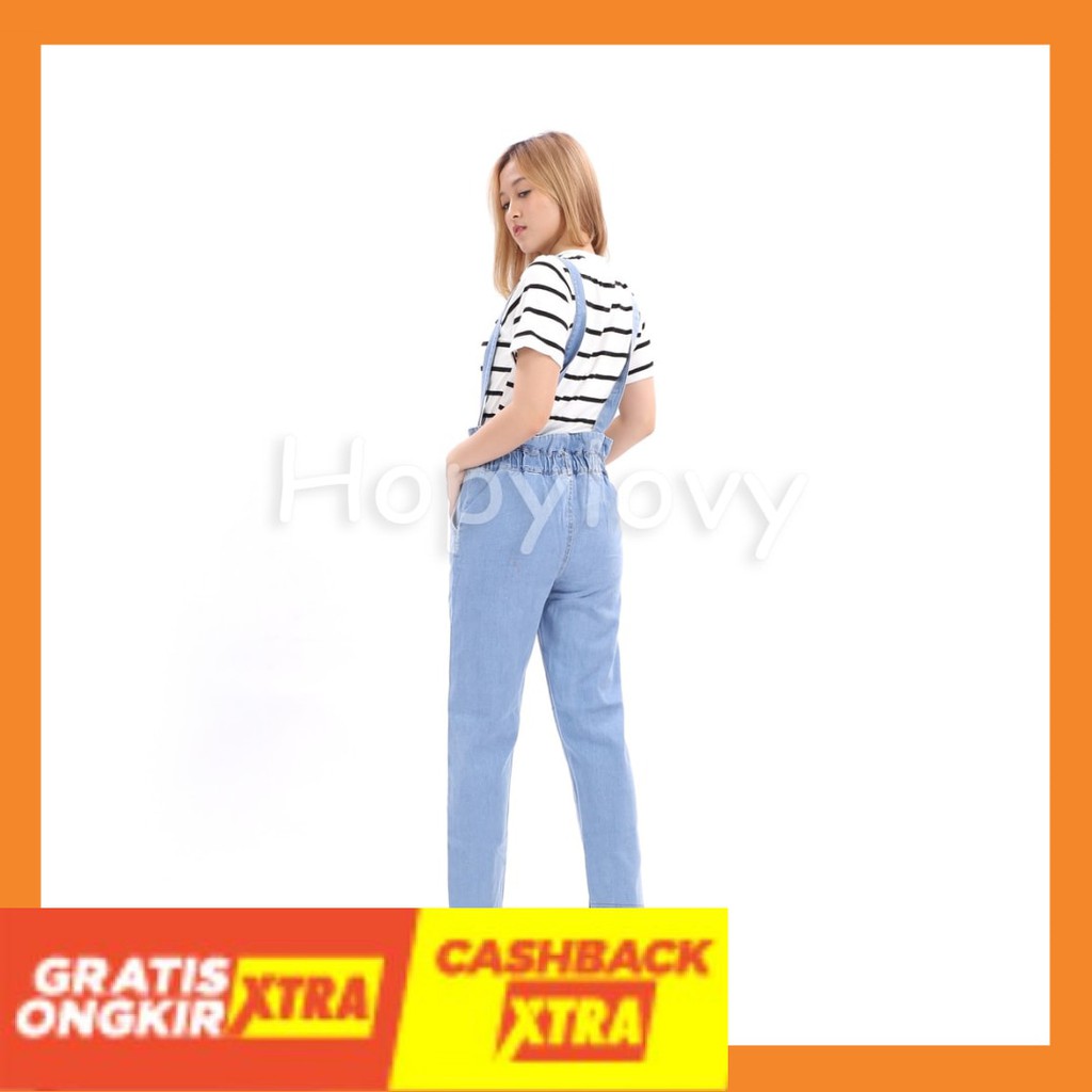 BUAT SANTAI WFH KERJA CASUAL ANAK MURAH NEW ORIGINAL/ HOPYLOVY - Overall Baju Kodok Jeans Wanita