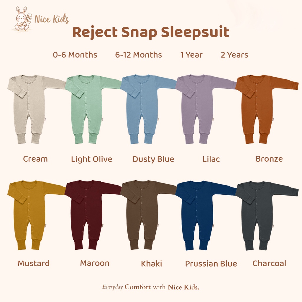 [REJECT SALE] Defect Sleepsuit Nice Kids (Baby Sleepsuit 0 Bulan - 2 tahun)