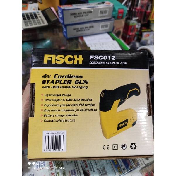 staples gun cordless fisch fsco12 4v/mesin staples baterai fisch