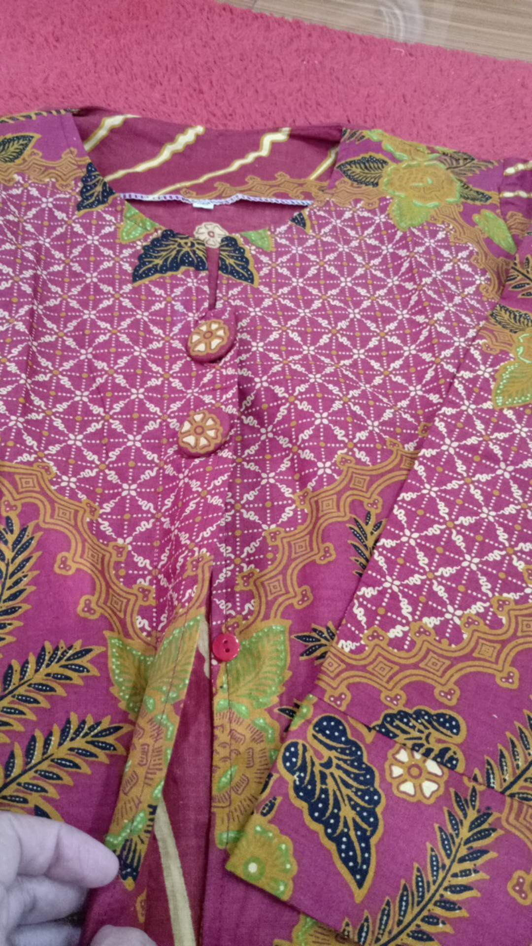 Atasan Blouse Batik Mosa Wanita Lengan Panjang Kancing Depan. Motif Wed Biru Batik Pekalongan -a03