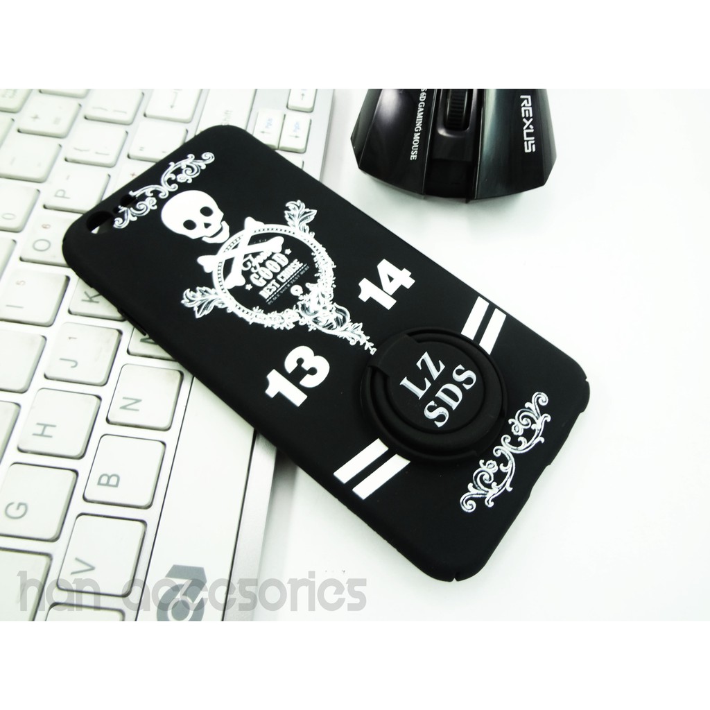 Iphone 6 / 6S Black &amp; White Case LZSDS Skull With Ring Stand | Hardcase Ring