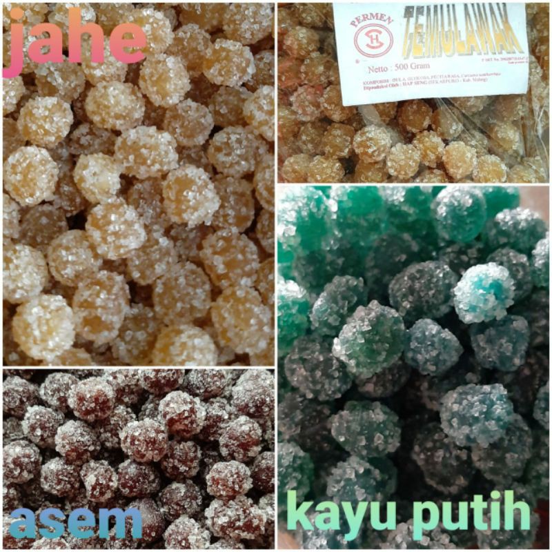 

permen jamu kayu putih , jahe , asem , temulawak