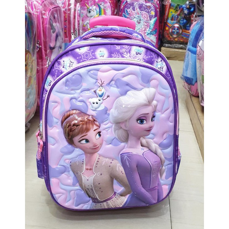 PROMO Tas TROLLEY Roda Dorong Anak TK Perempuan Motif Kuda PONY LILAC Glossy Timbul 3Res