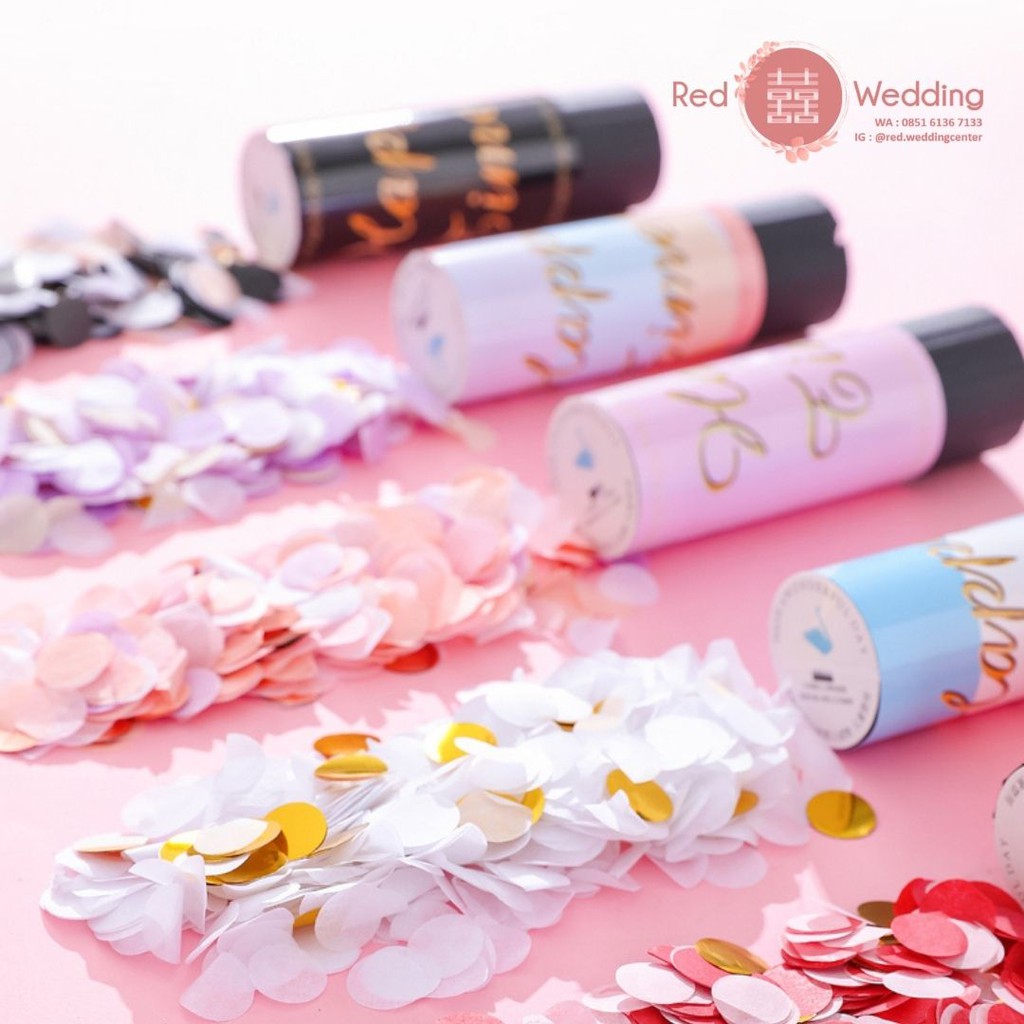 PARTY CONFETTI Popper Warna Warni Tema Wedding Pesta Bride Groom Surprise