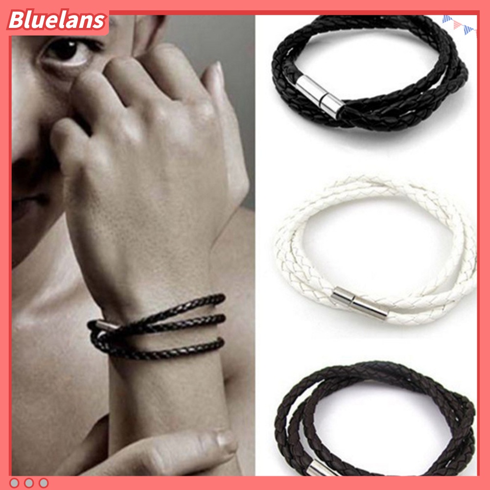 Gelang Tali Kulit Kepang Dengan Gesper Magnetik Untuk Unisex