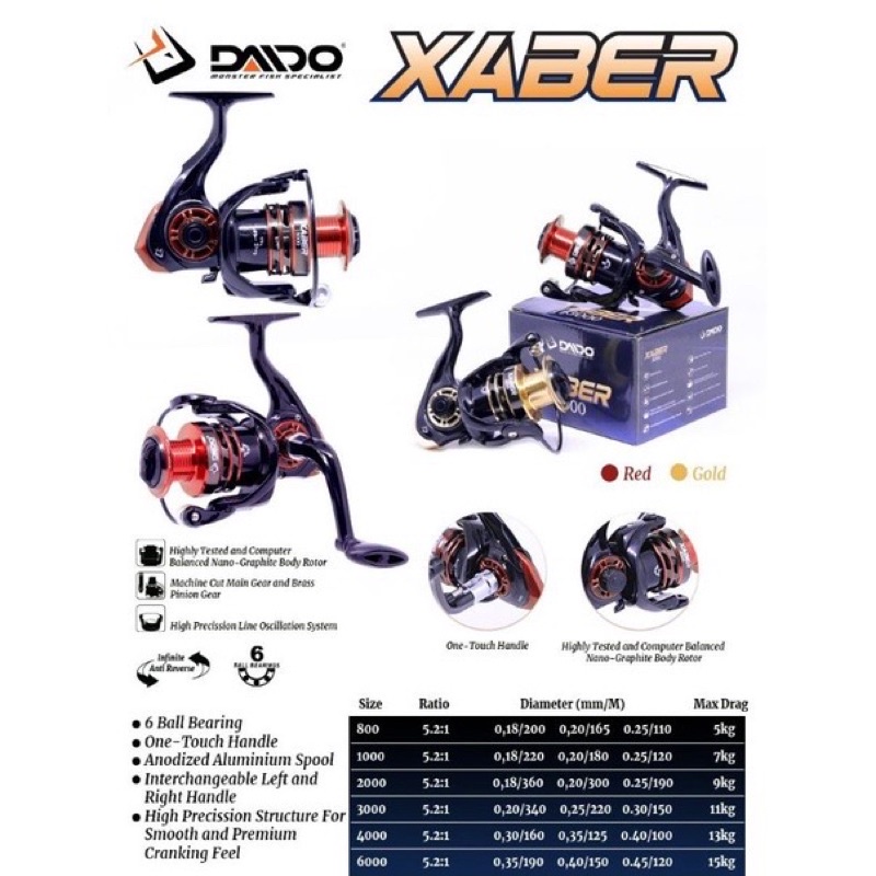 REEL SPINNING DAIDO XABER 800-6000 ALUMINIUM SPOOL