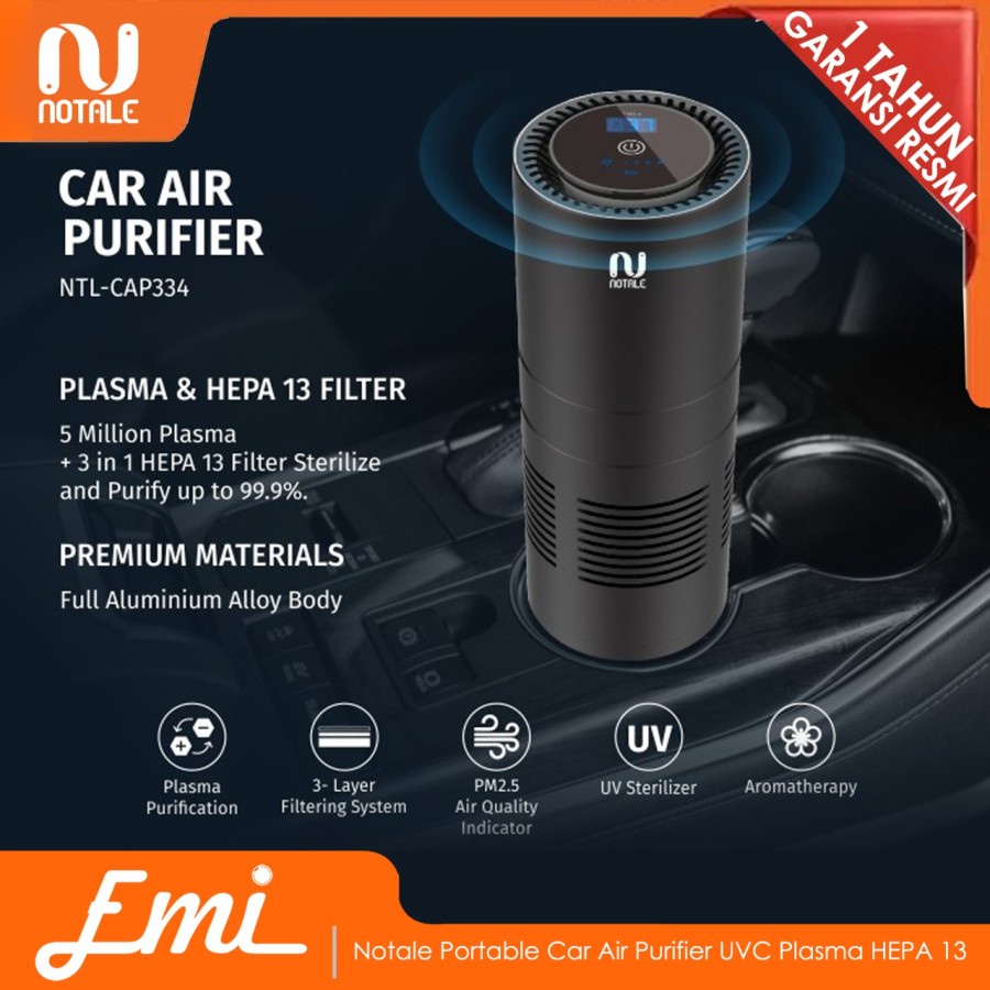 Notale Portable Car Air Purifier UVC Plasma HEPA 13