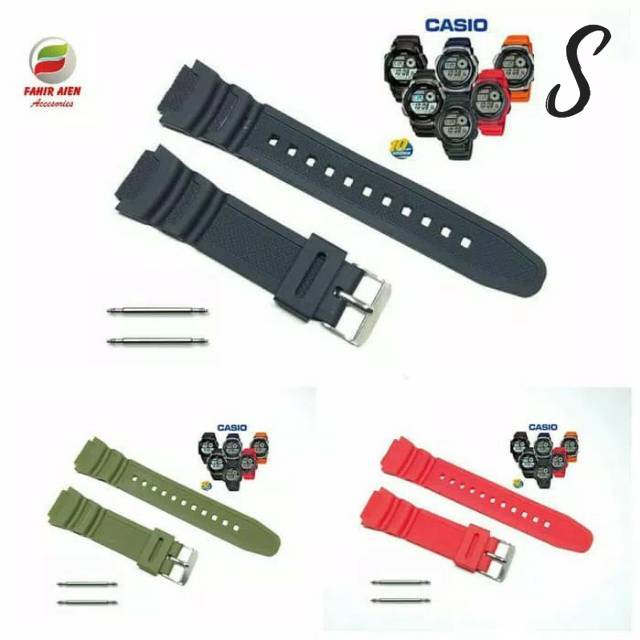 Strap tali jam tangan CASIO W-S210 WS210 WS-210 RUBBER STRAP TALI JAM CASIO W-S210 FREE PEN