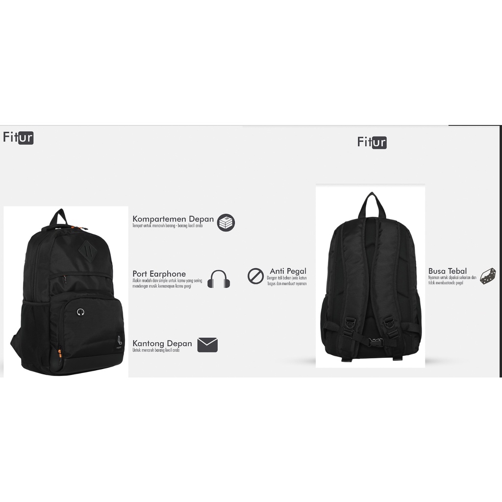 SPLENDIDO BLACK |ManNeedMe x URBAN| Tas Ransel Pria Wanita Tas Punggung ORIGINAL