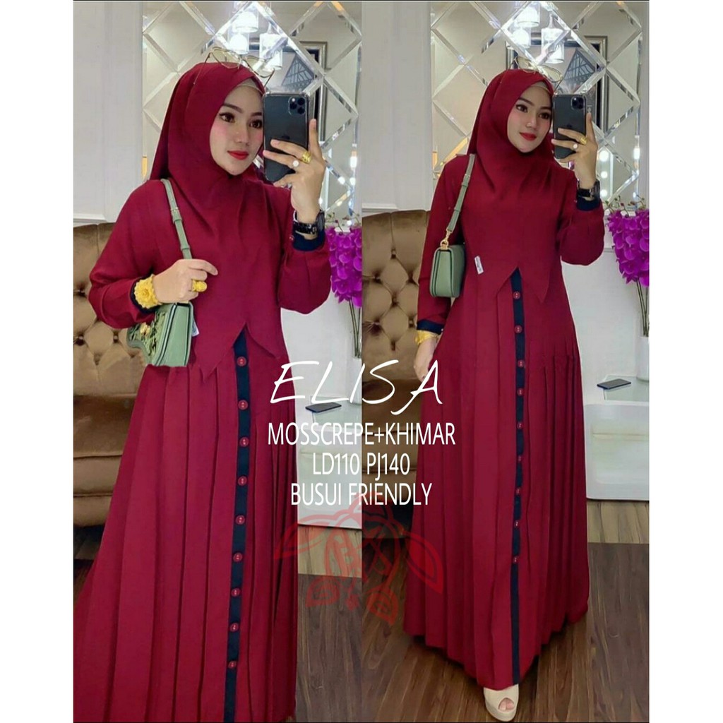 COD ✔ SYARI JUMBO ELIZA mF / BUSANA GAMIS ELISA BERGO BEST SELLER !! / MAXI ELISA LD110cm