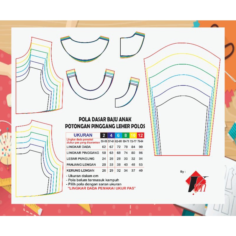 POLA DASAR BAJU ANAK POTONGAN PINGGANG